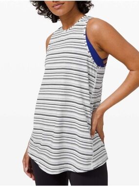 Lululemon All Tied Up Striped White Black Sleeveless Tank Top 2